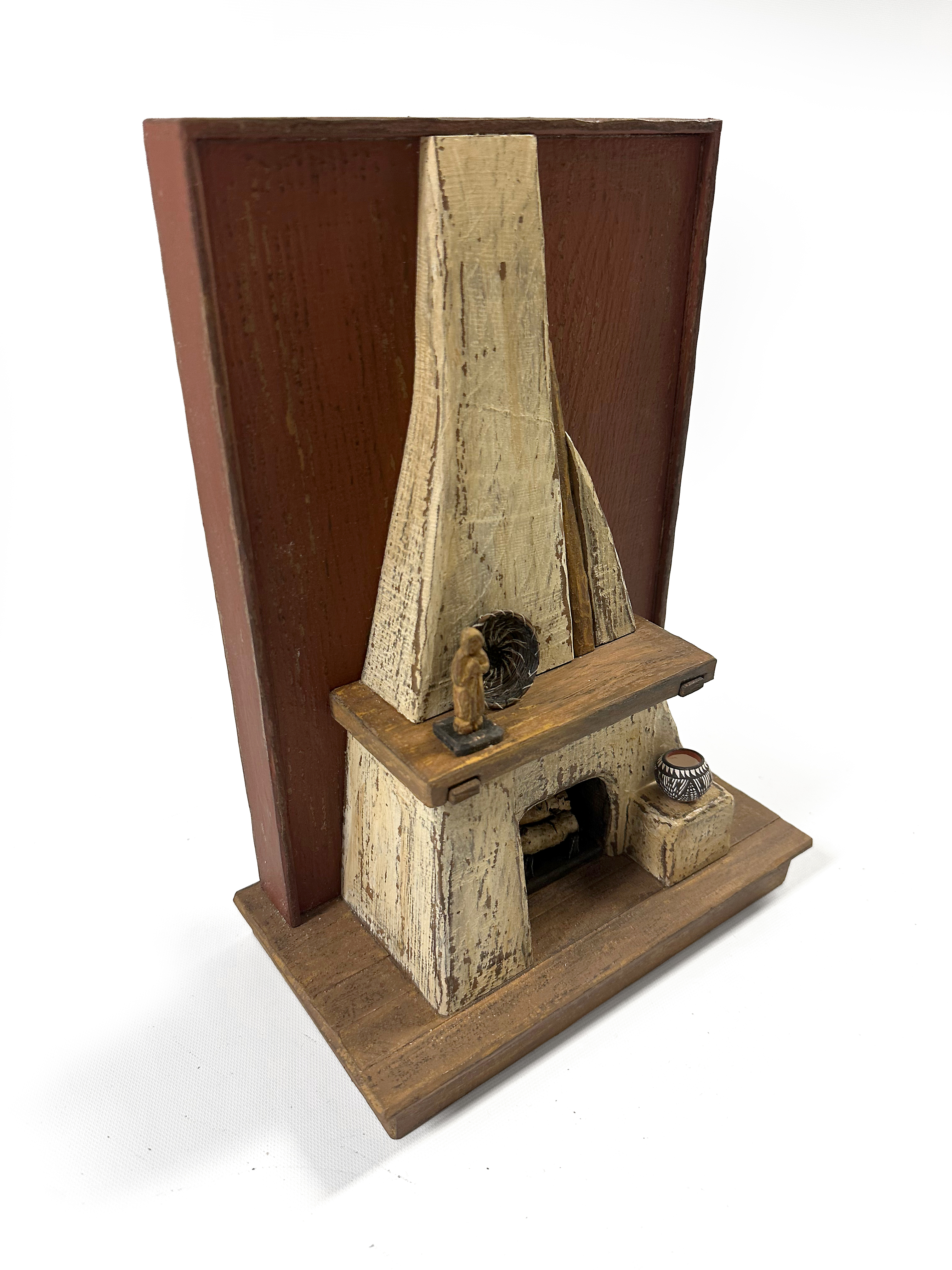 Fechin House Sitting Room Fireplace sculpture, alternate angle